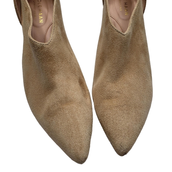 Cole Haan | Tan Genuine Suede Leather Pointed Toe Heeled Booties Women's 6.5 - Picture 3 of 12